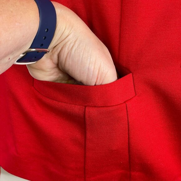 Lane Bryant Womens Button Up Blazer Size 18 Cherry Red Stretch Knit Jacket Comfy - Picture 6 of 11